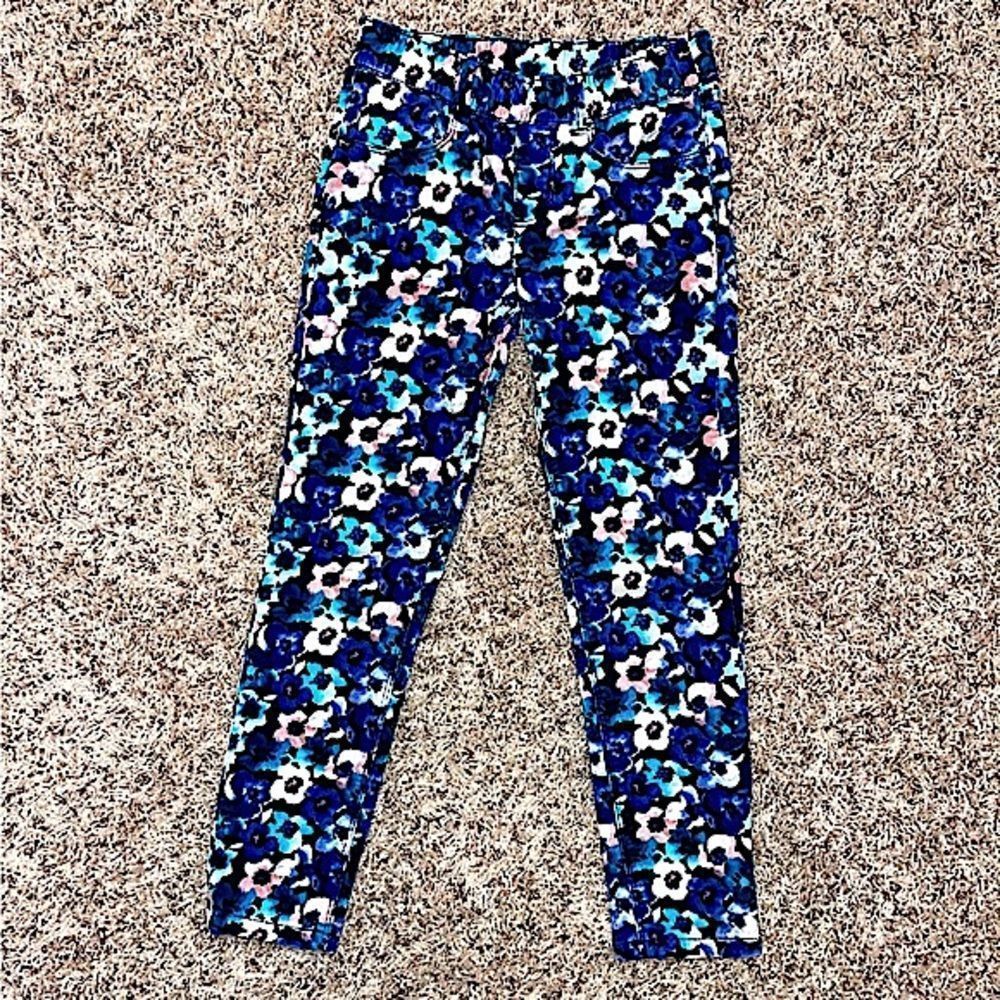 Gymboree Girls Corduroy Floral Pants blue purple pink white EUC pull on Size 6